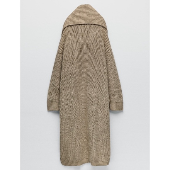 Zara Chunky Knit Open Cardigan Coat with Built in Scarf - Picture 10 of 16